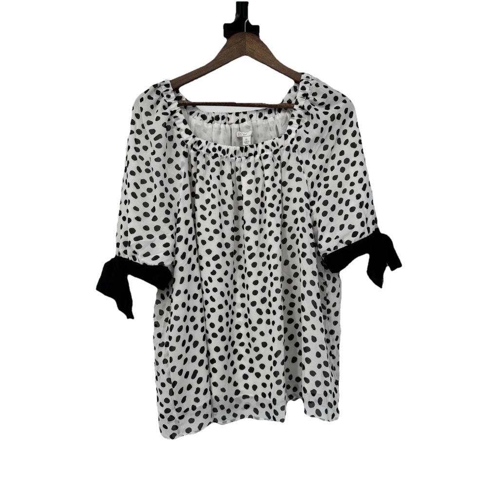 NWT Black Polka Dot Puff Sleeve Tie Bow Sleeve Square Neck Coquette Cottagecore
